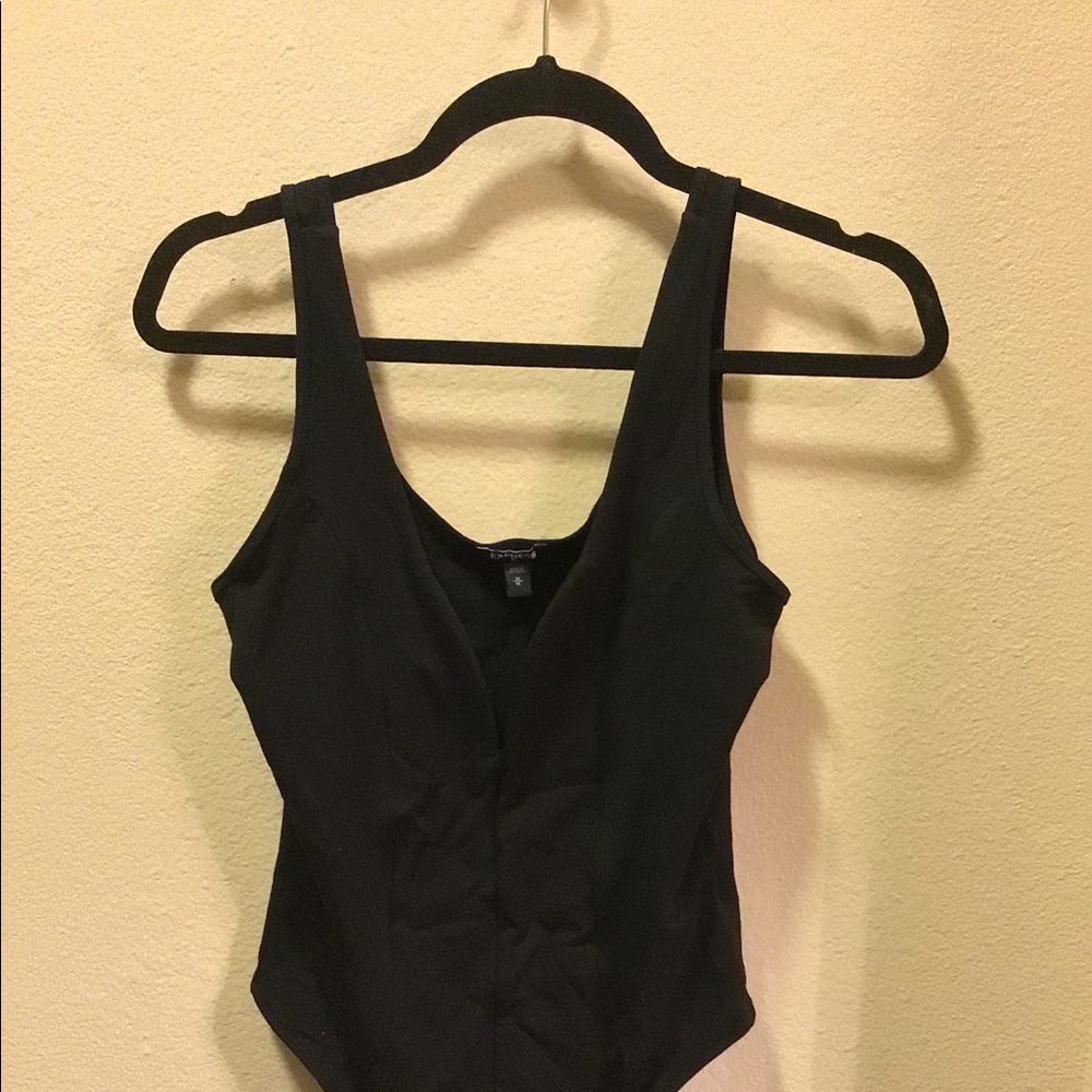 Black v-neck body suit